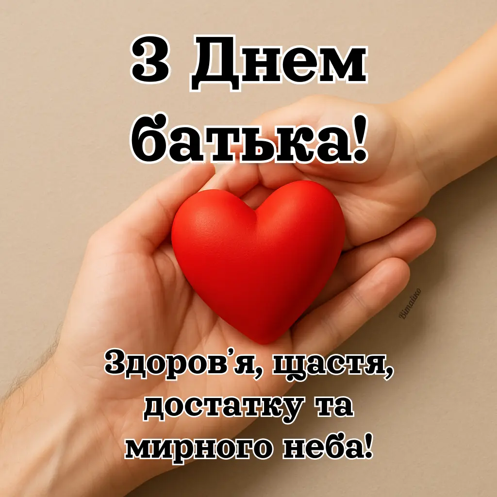 Картинка з Днем батька. Здоровʼя, щастя, достатку та мирного неба.